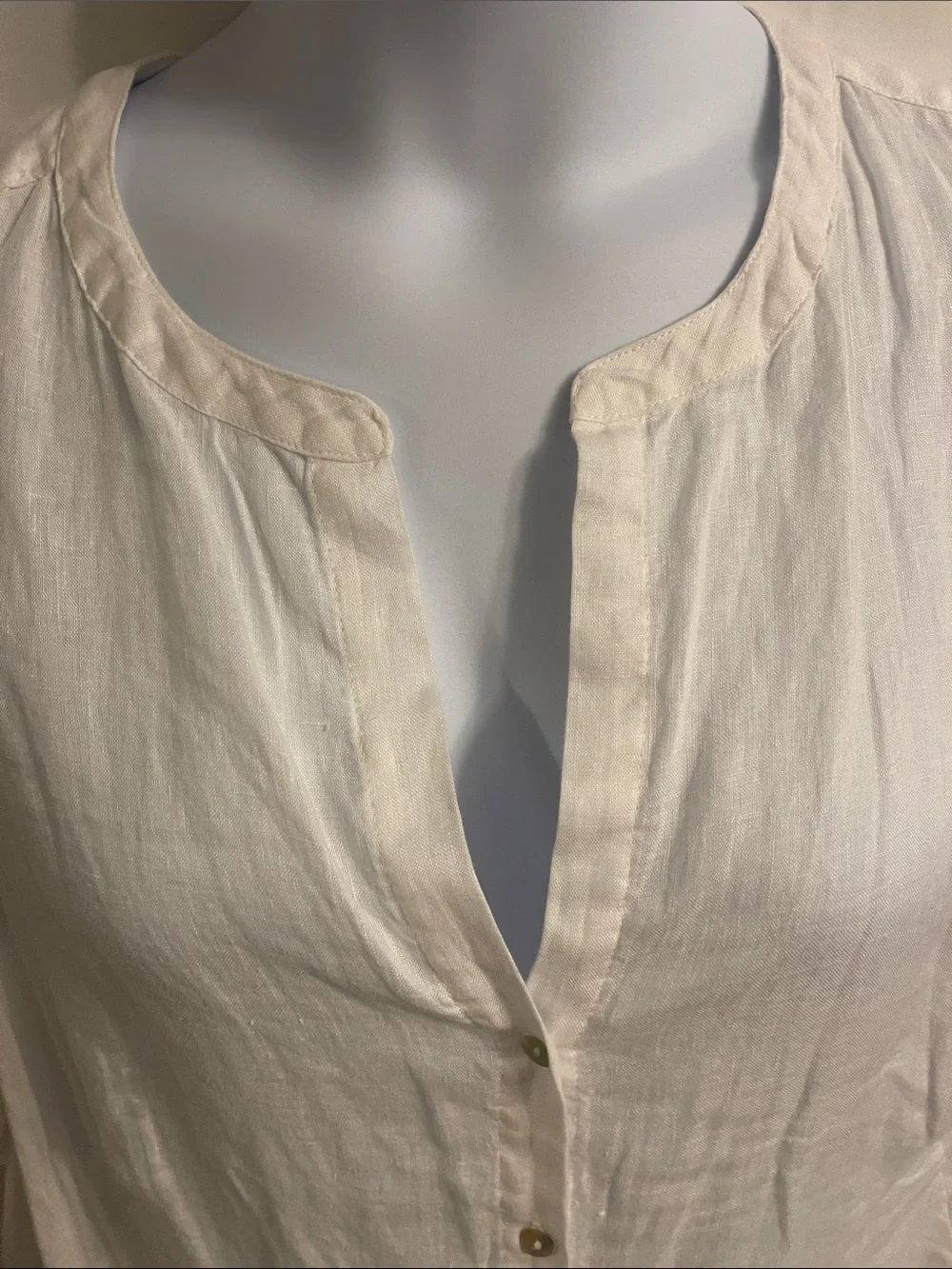 Sigrid Olsen White Linen Button-Front Tunic Blouse 1X - Picture 5 of 11